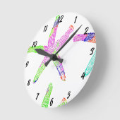 ヒトデ沿岸ビーチ数々のカラー子供部屋デコール ラウンド壁時計 (傾斜)