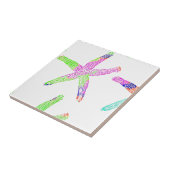 ヒトデ沿岸ビーチ白多彩色模様 タイル (側面)