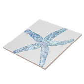 ヒトデ沿岸ビーチ ブー 白 大きな装飾 ギフト タイル (側面)