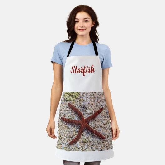 ヒトデ海ヴィンテージビーチレトロお土産 エプロン (着用した状態)