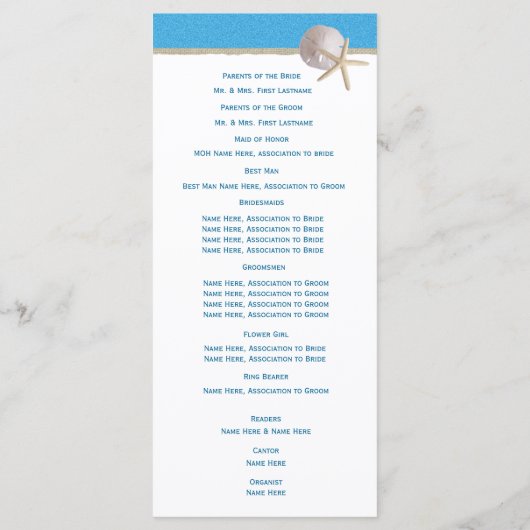 ヒトデ海波素朴結婚式 プログラム (裏面)