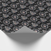 ヒトデ海藻ブラックパターン ラッピングペーパー (角)