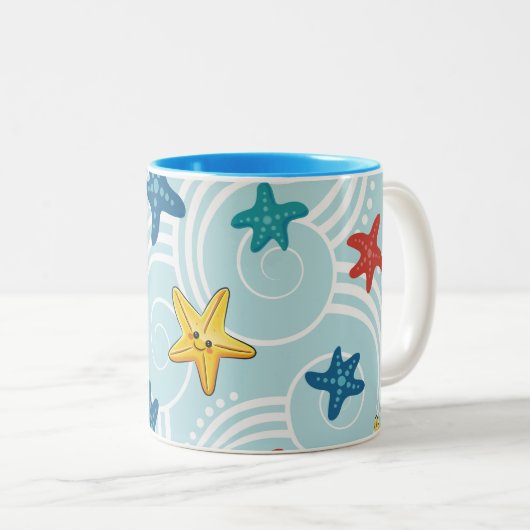 ヒトデ渦巻形の海 ツートーンマグカップ (正面右)