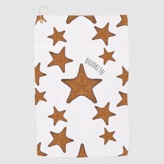 ヒトデ漫画イラストレーション ゴルフタオル (正面)