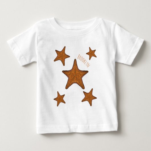 ヒトデ漫画イラストレーション ベビーTシャツ (正面)