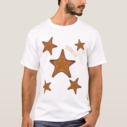 ヒトデ漫画イラストレーション Tシャツ (正面)