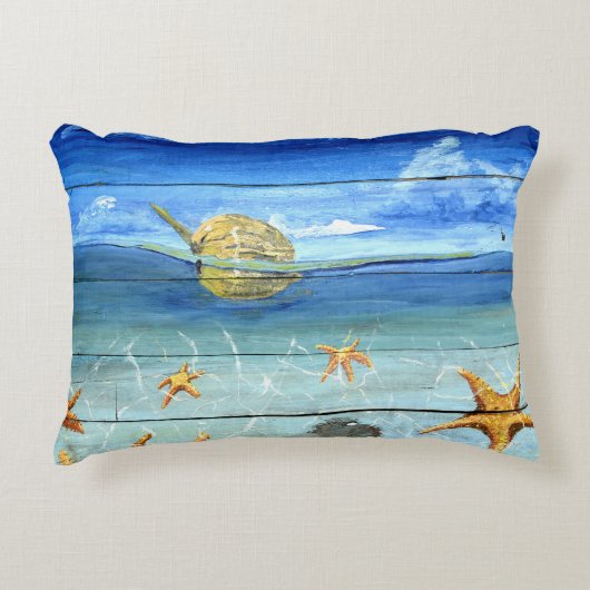 ヒトデ熱帯デザイナーアクセントの枕16" x12 " アクセントクッション (正面)