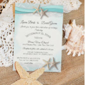 ヒトデ熱帯ヴィンテージビーチ結婚ターコイズ 招待状