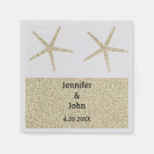 ヒトデ熱帯金ゴールドグリッターシルバー結婚ズカワイイ スタンダードカクテルナプキン (正面)