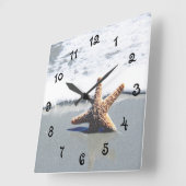 ヒトデ独身のが岸に打ち上げられた スクエア壁時計 (傾斜)