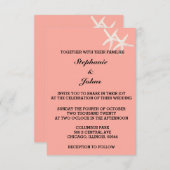 ヒトデ白サーモンオレンジカスタム色結婚の 招待状 (正面/裏面)