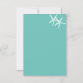 ヒトデ白ティール(緑がかった色)ブルーカスタムカラーカワイズ結婚ズ 招待状 (裏面)