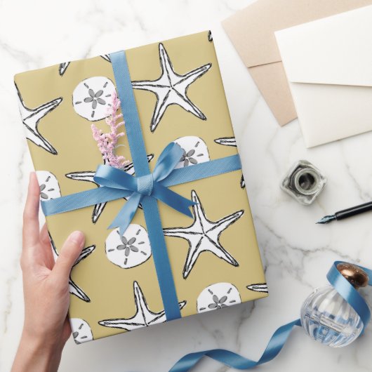 ヒトデ砂ドルパターン ラッピングペーパー (ギフト)
