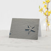 ヒトデ砂ビーチ写真 カード (黄色い花)