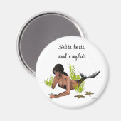 ヒトデ磁石付きブルネット人魚の人魚 マグネット (正面/裏面)