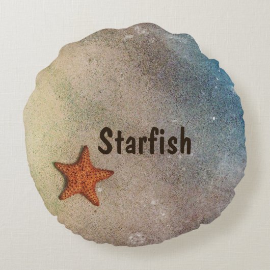 ヒトデ笑顔顔ウィンクお洒落 ラウンドクッション (裏面)