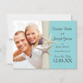 ヒトデ素朴ビーチヒトデ保存日 マグネット招待状 (正面)