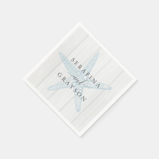 ヒトデ素朴ビーチ結婚式 スタンダードカクテルナプキン (角)