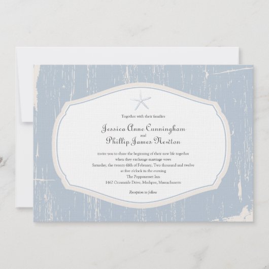 ヒトデ素朴ビーチ結婚式 招待状 (正面)