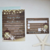 ヒトデ素朴海木材とライト 招待状