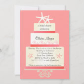 ヒトデ結婚のケーキ招待状-サンゴ 招待状 (正面)