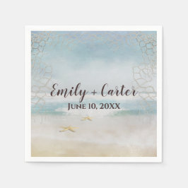 ヒトデ結婚ィッシュとの海ビーチ スタンダードカクテルナプキン