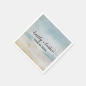 ヒトデ結婚ィッシュとの海ビーチ スタンダードカクテルナプキン (角)