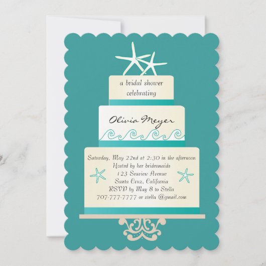 ヒトデ結婚ケーキブライダルシャワー招待状 招待状 (正面)