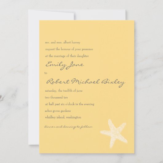 ヒトデ結婚式招待状 招待状 (正面)