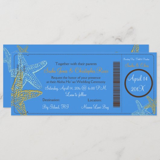 ヒトデ結婚式招待状 招待状 (正面/裏面)