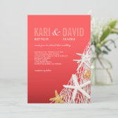 ヒトデ網ビーチ結婚式|サンゴ| 招待状 (スタンド正面)