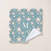 ヒトデ緑ダークシアンモノグラム バスタオルセット (ウォッシュタオル)