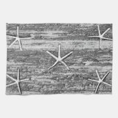 ヒトデ航海のィドリフトウッドグレー白水色 キッチンタオル (横)