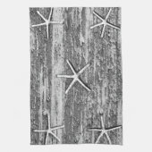 ヒトデ航海のィドリフトウッドグレー白水色 キッチンタオル (縦)