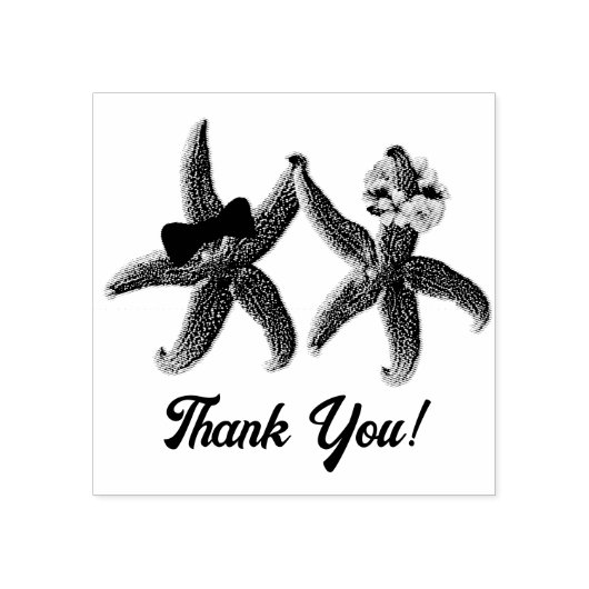 ヒトデ花嫁と花婿の再利用可能なゴムインク ラバースタンプ (インプリント)