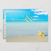 ヒトデ行き先ビーチ結婚式招待状 招待状 (正面/裏面)