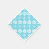 ヒトデ貝ビーチテーマブルー スタンダードカクテルナプキン (角)