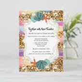 ヒトデ貝殻グリッター夕焼け行き 招待状 (スタンド正面)