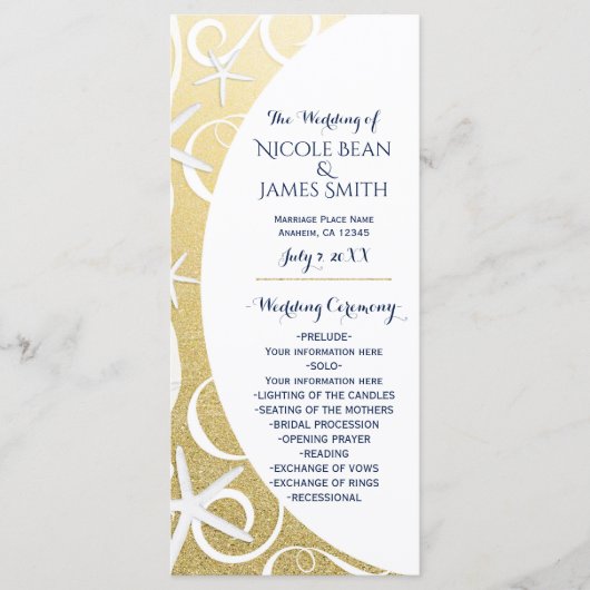 ヒトデ金ゴールドビーチ結婚式計画 プログラム (正面)