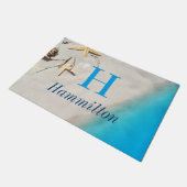 ヒトデ&シェルサンディショアビーチパーソナライズされた- ドアマット (アングル)