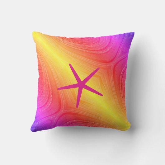 ヒトデ マルチカラー ピンク イエロー アーティスティック 母の日 アウトドアクッション (裏面)