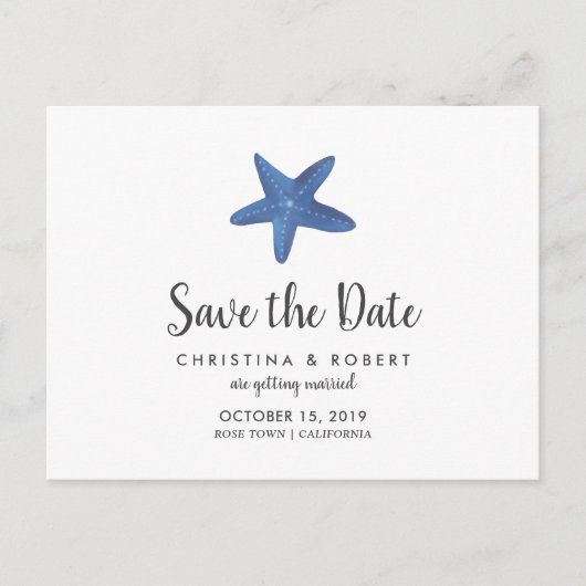 ヒトデ | 海のウェディング セーブ・ザ・デート 案内ポストカード (正面)