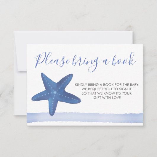 ヒトデ |海の赤ちゃんシャワーで本を持って来る 招待状 (正面)