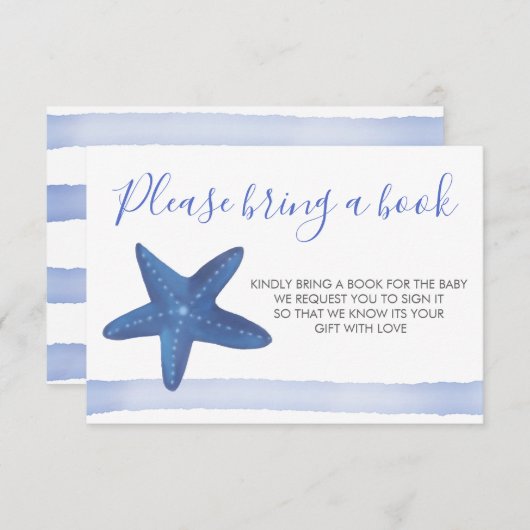 ヒトデ |海の赤ちゃんシャワーで本を持って来る 招待状 (正面/裏面)