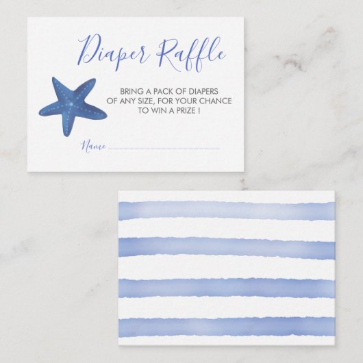 ヒトデ |海ベビーシャワーおむつラッフル エンクロージャーカード (正面/裏面)
