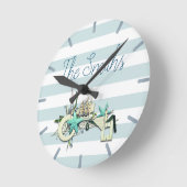 ヒトデ、魚釣りネット、トールシ航海のップ ラウンド壁時計 (傾斜)