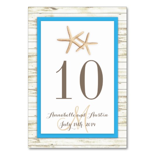 ヒトホワイトウォッシュウッドビーチトロピカル結婚ズ テーブルナンバー (正面)