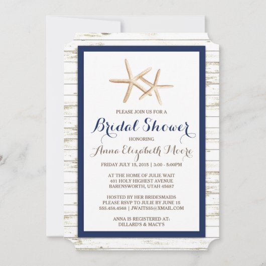 ヒトホワイトウォッシュウッドビーチブライダルシャワー 招待状 (正面)