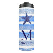 ヒトモノグラム航海のビーチストライプ水の色 タンブラー (正面)