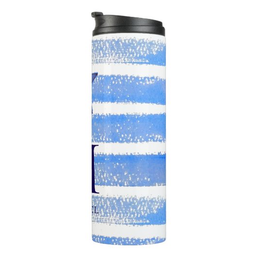 ヒトモノグラム航海のビーチストライプ水の色 タンブラー (回転右)
